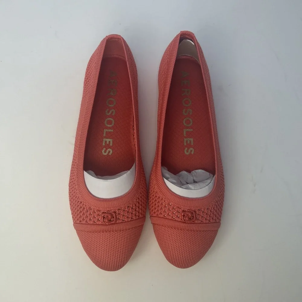 Aerosoles Annelie Women's Ballet Flats Coral‎ Knit Round Toe Comfort Size 6